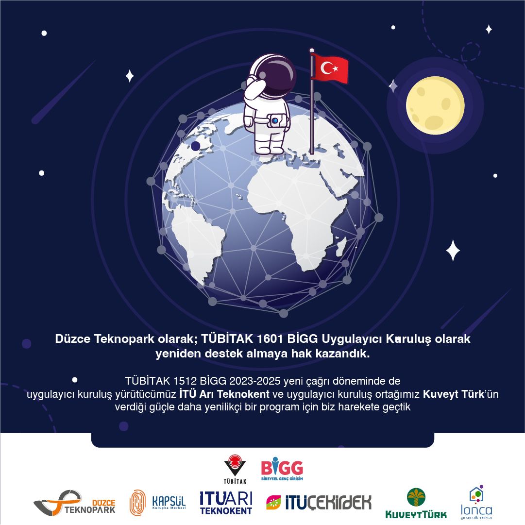 Düzce Teknopark olarak; TÜBİTAK 1512 Bireysel Genç Girişimci (BİGG) programında yine ve yeniden uygulayıcı kuruluş olduk!