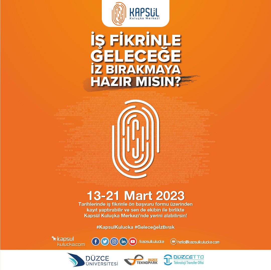 Düzce Teknopark Kapsül Kuluçka Merkezi Ön Kuluçka Programı Başvuruları Başladı! 